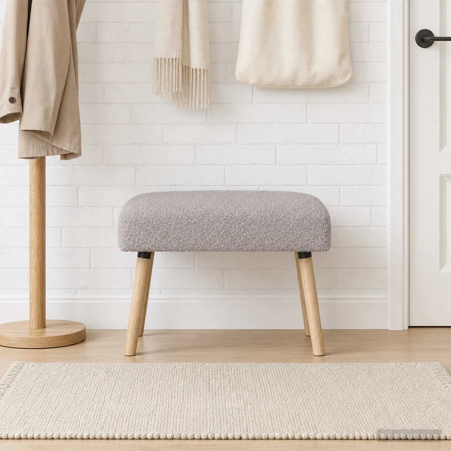banc Uni Gris clair 60 x 40 x 45 cm Bouclé - 4
