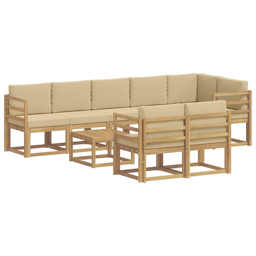 Ensemble de canapés d'extérieur 9 pcs Blanc et Beige Polyester - 2