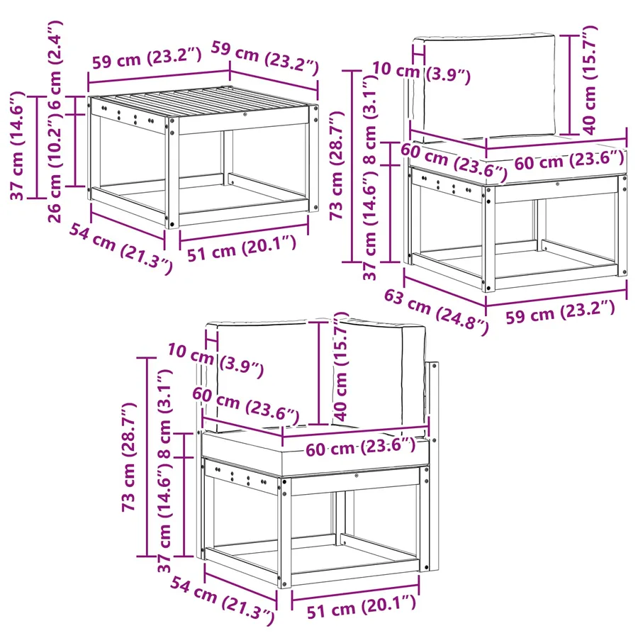 Ensemble de canapés d'extérieur 9 pcs Blanc et Beige Polyester - 9