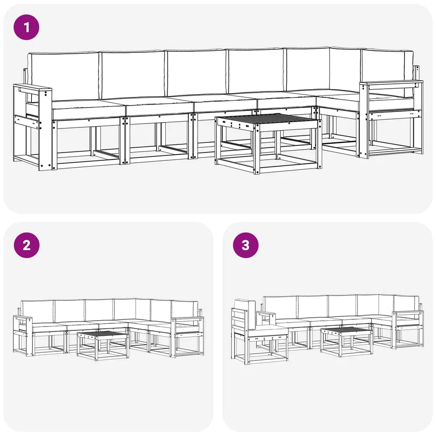 Ensemble de canapés d'extérieur 7 pcs Blanc et Beige Polyester - 7