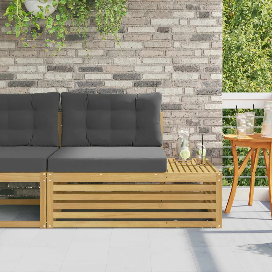 Canapé d'extérieur en bout avec coussin Blanc 115 x 83 x 73 cm
