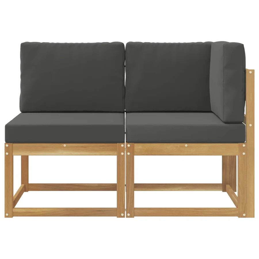 Canapé d’extérieur milieu et coin avec coussin 2 Pièce Blanc - 3