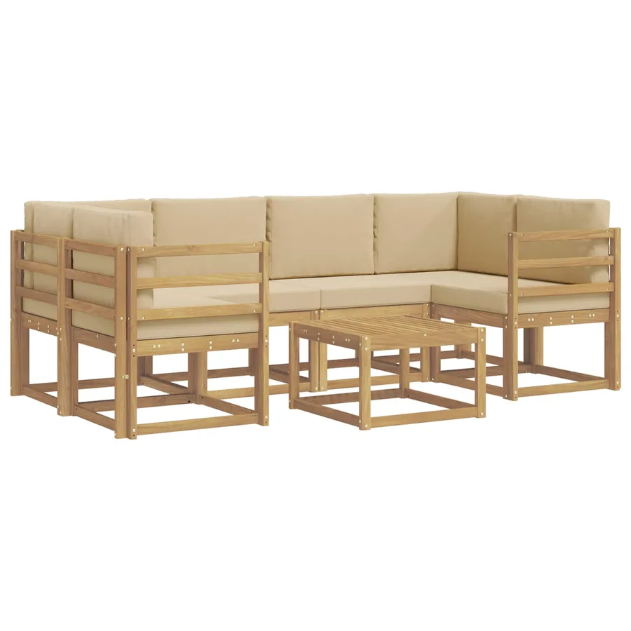 Ensemble de canapés d'extérieur 7 pcs Blanc et Beige - 2