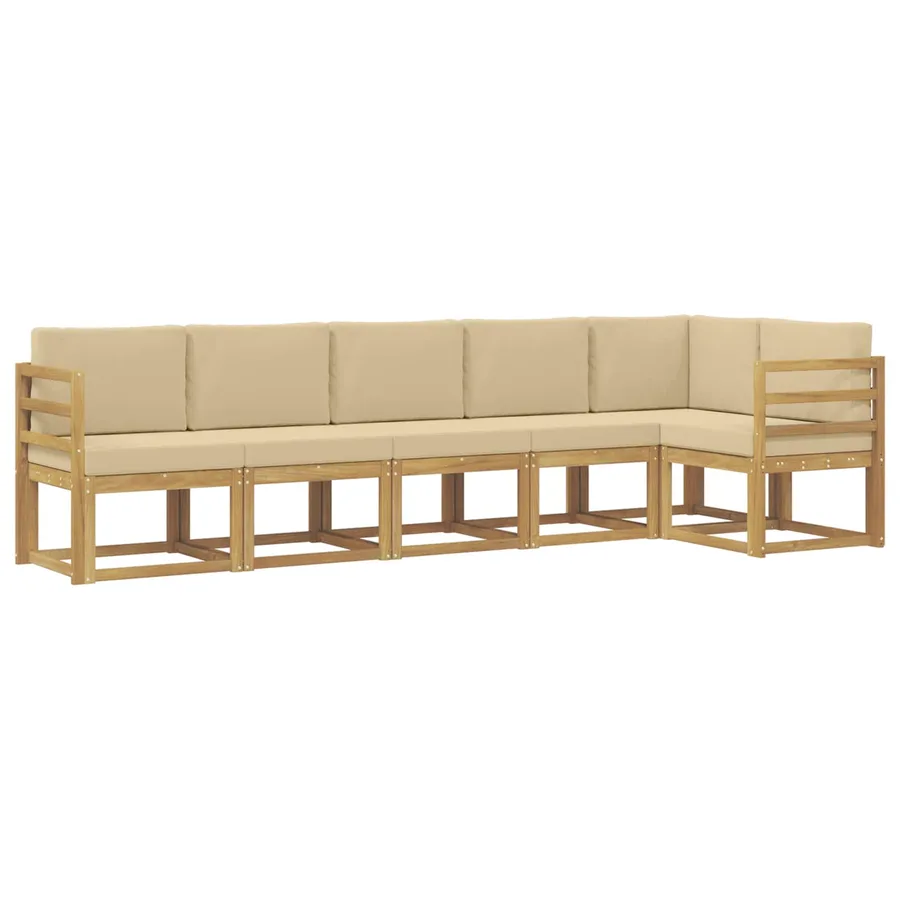 Ensemble de canapés d'extérieur 6 pcs Blanc et Beige Polyester - 2