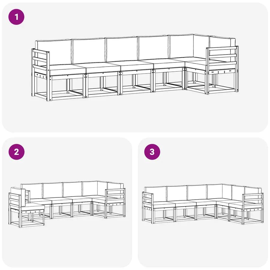 Ensemble de canapés d'extérieur 6 pcs Blanc et Beige Polyester - 7