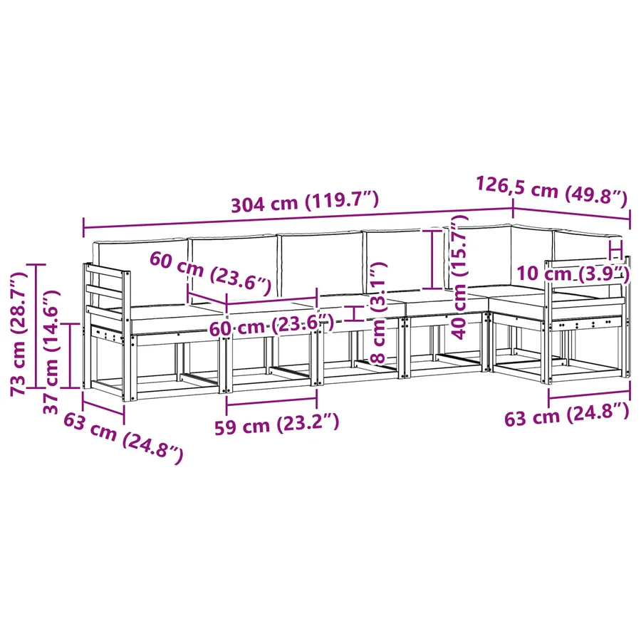 Ensemble de canapés d'extérieur 6 pcs Blanc et Beige Polyester - 8