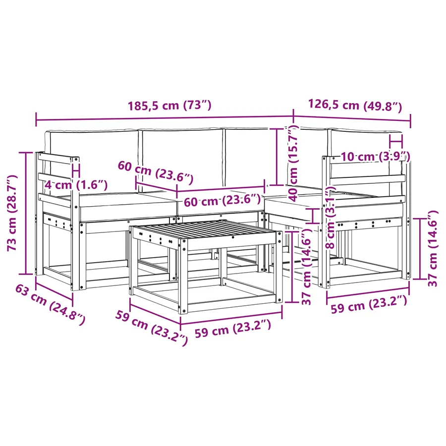 Ensemble de canapés d'extérieur 5 pcs Blanc et anthracite - 7