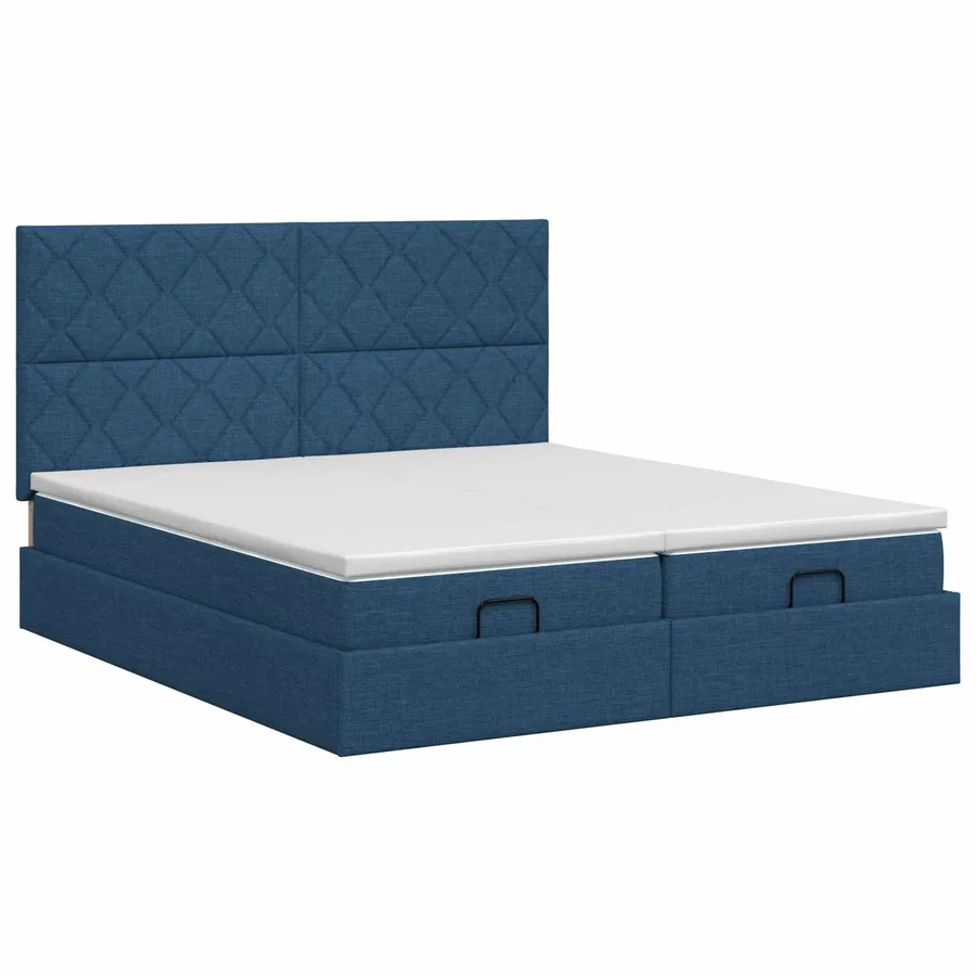 Lit ottoman avec matelas avec tête de lit 2 pc Bleu Tissu - 7