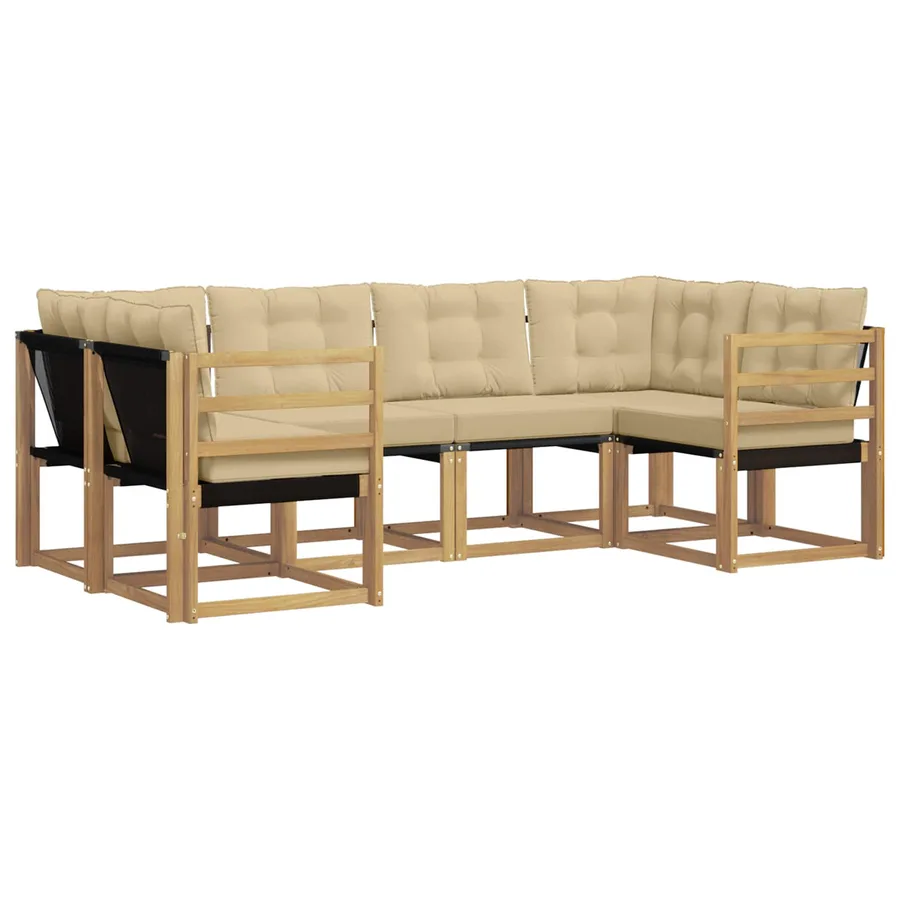 Ensemble de canapés d'extérieur 6 pcs Blanc et Beige - 2