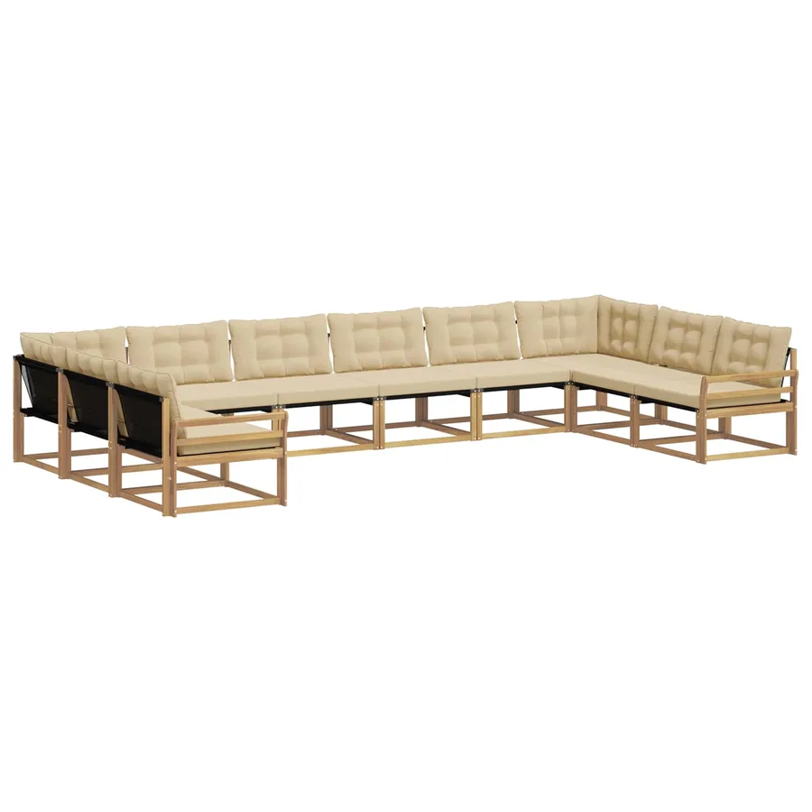 Ensemble de canapés d'extérieur 10 pcs Blanc et Beige - 2