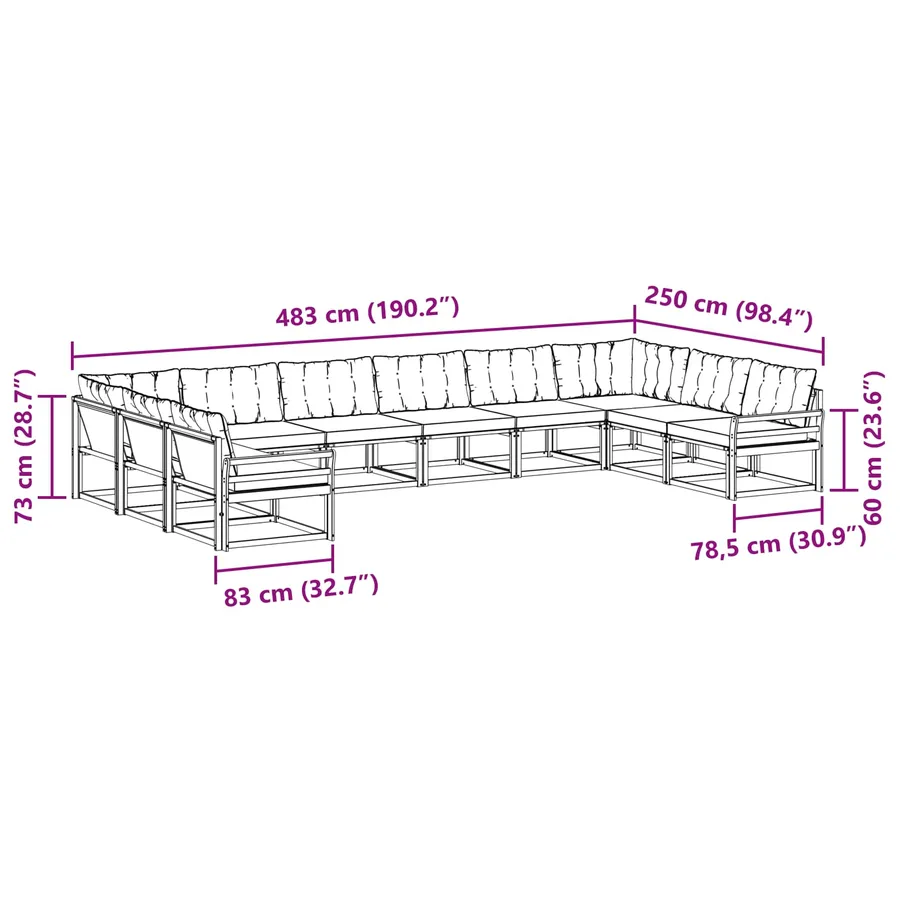 Ensemble de canapés d'extérieur 10 pcs Blanc et Beige - 9