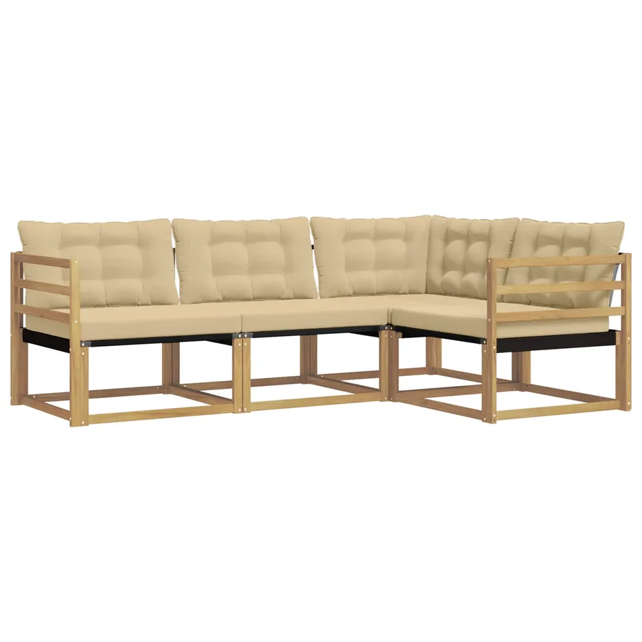 Ensemble de canapés d'extérieur 4 pcs Blanc et Beige - 2