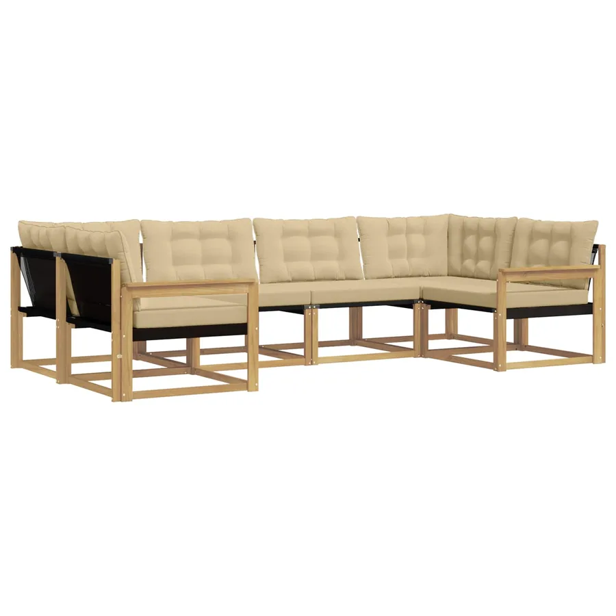 Ensemble de canapés d'extérieur 6 pcs Blanc et Beige - 2