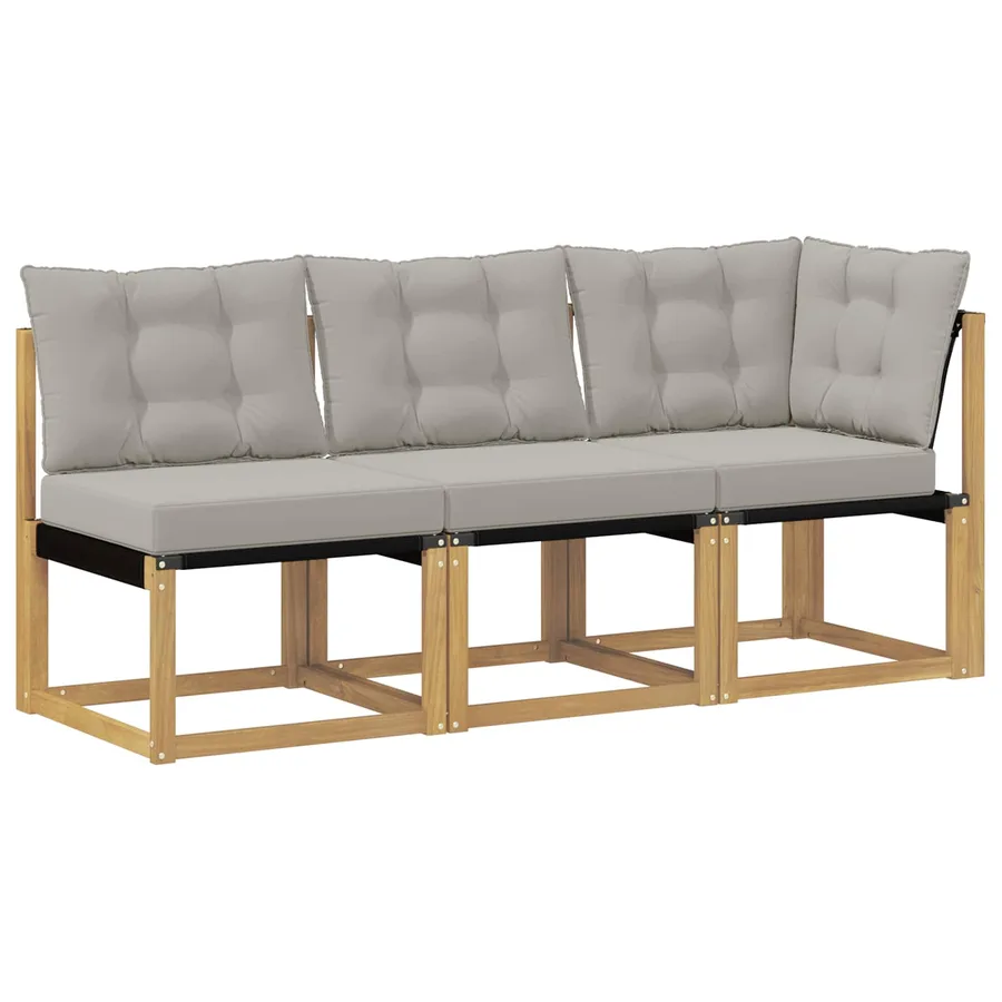 Canapé d’extérieur milieu et coin avec coussin 3 Pièce Blanc - 2