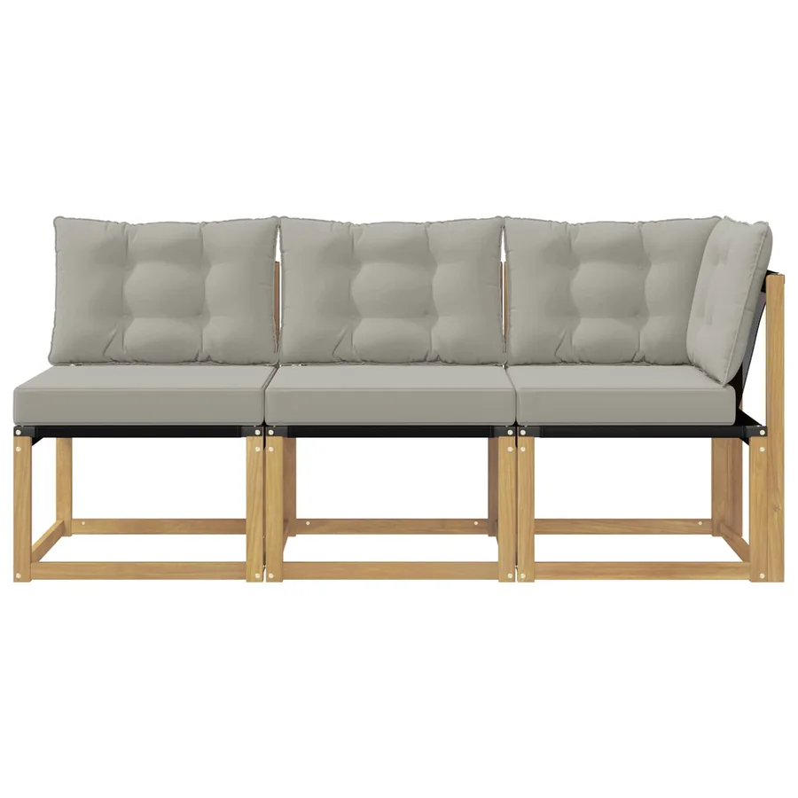 Canapé d’extérieur milieu et coin avec coussin 3 Pièce Blanc - 5
