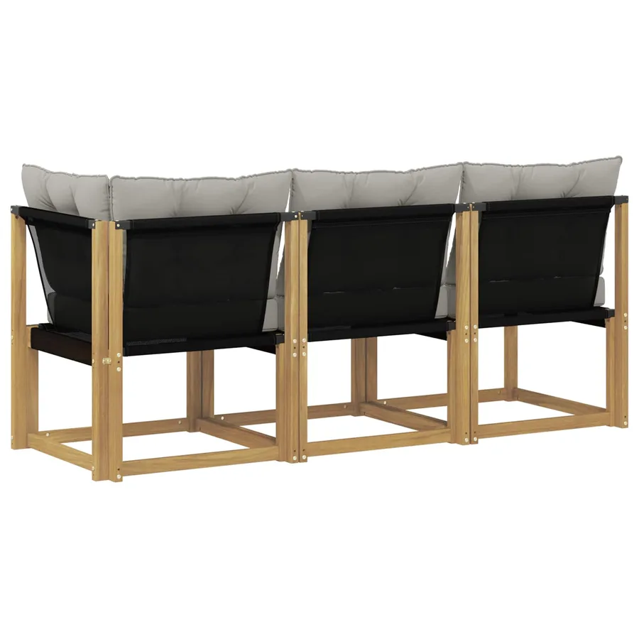 Canapé d’extérieur milieu et coin avec coussin 3 Pièce Blanc - 7