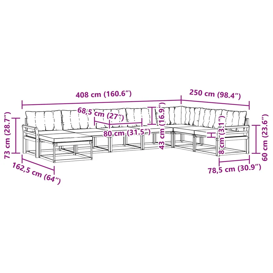 Ensemble de canapés d'extérieur 8 pcs Blanc et Beige - 8
