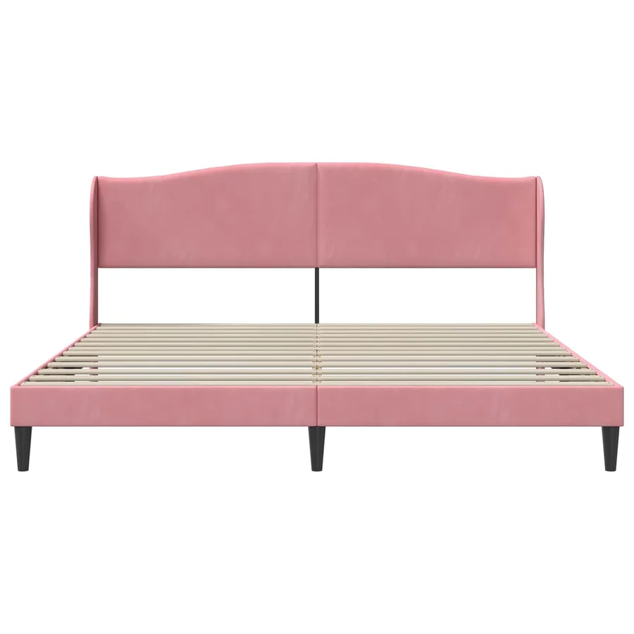 Cadre de lit avec tête de lit Rose 180 x 200 cm Velours - 4