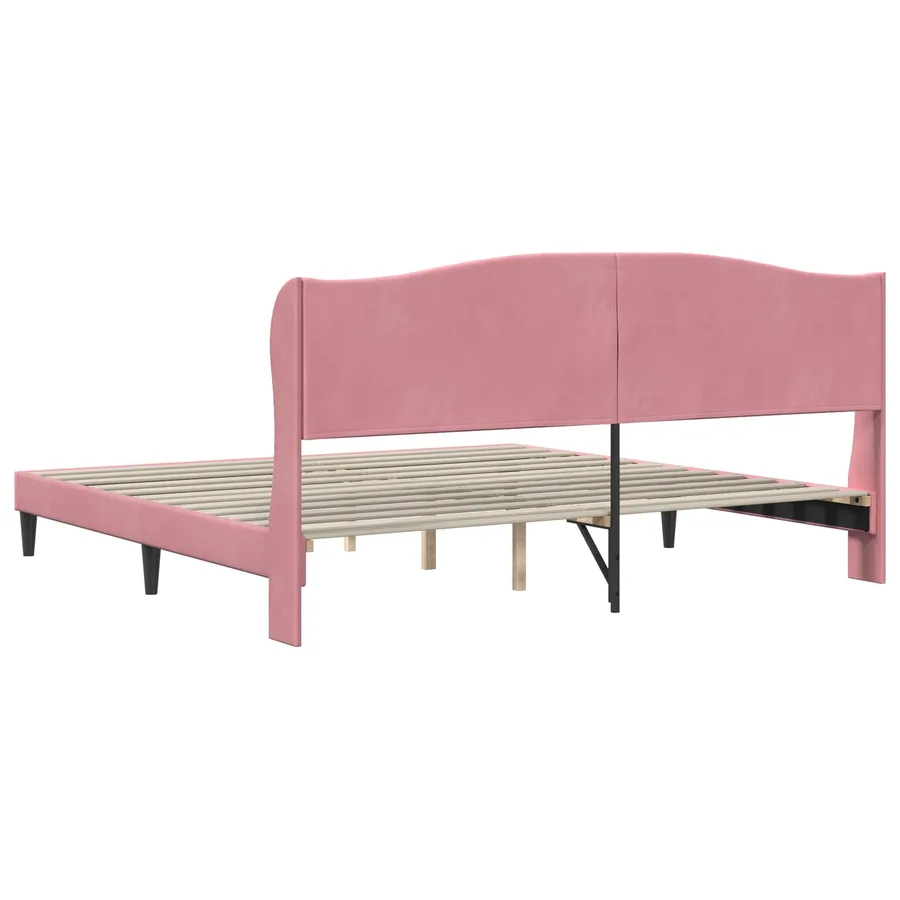 Cadre de lit avec tête de lit Rose 180 x 200 cm Velours - 6
