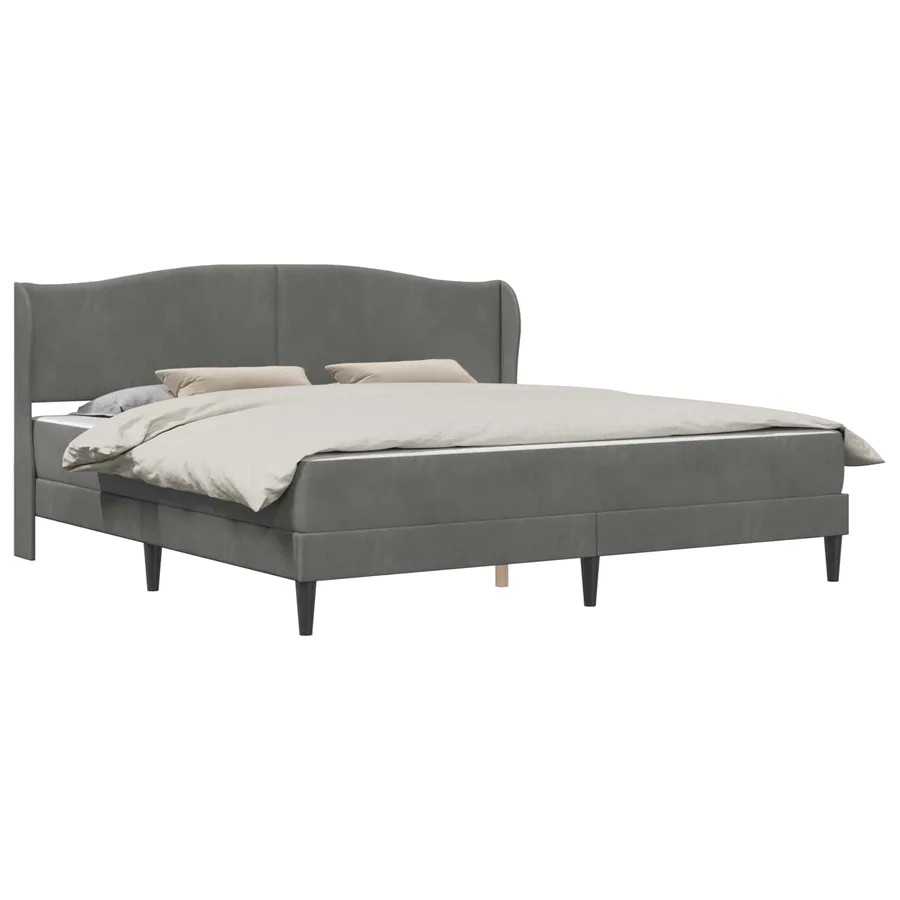 Cadre de lit avec tête de lit Gris foncé 200 x 200 cm Velours - 2