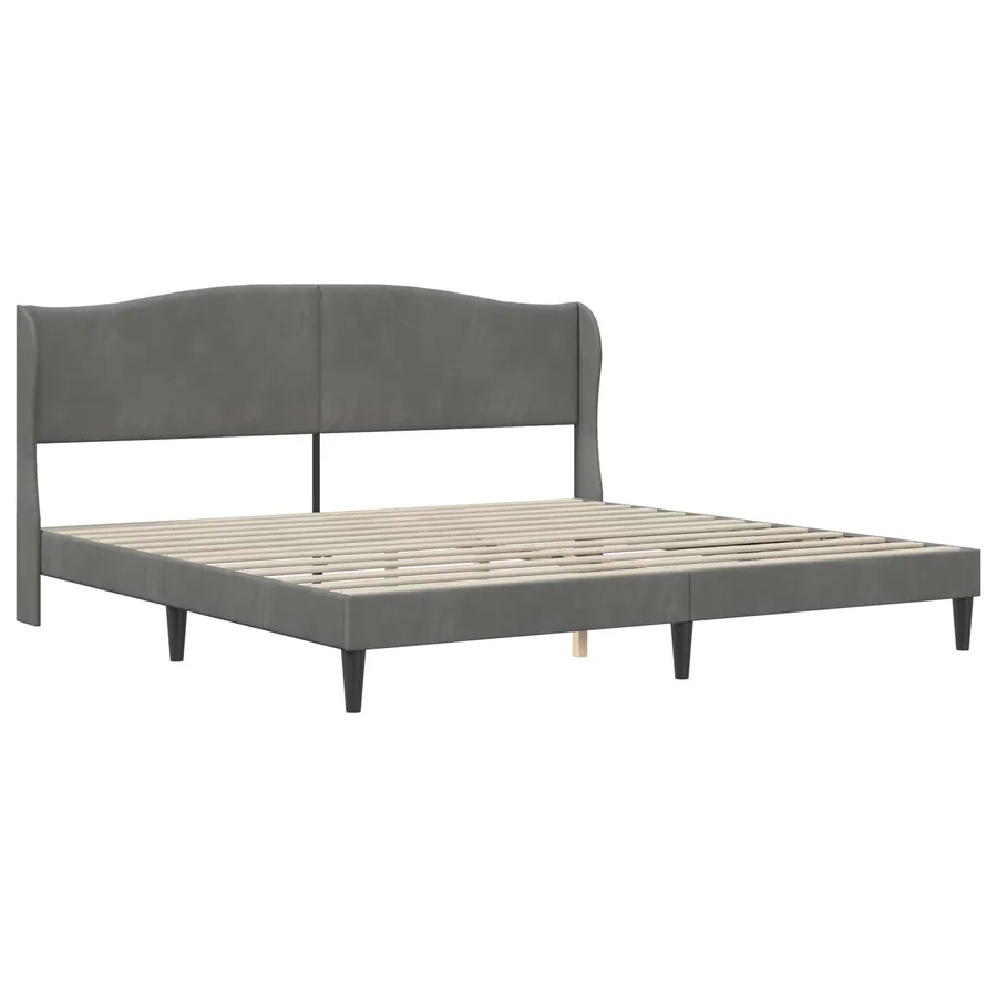 Cadre de lit avec tête de lit Gris foncé 200 x 200 cm Velours - 4
