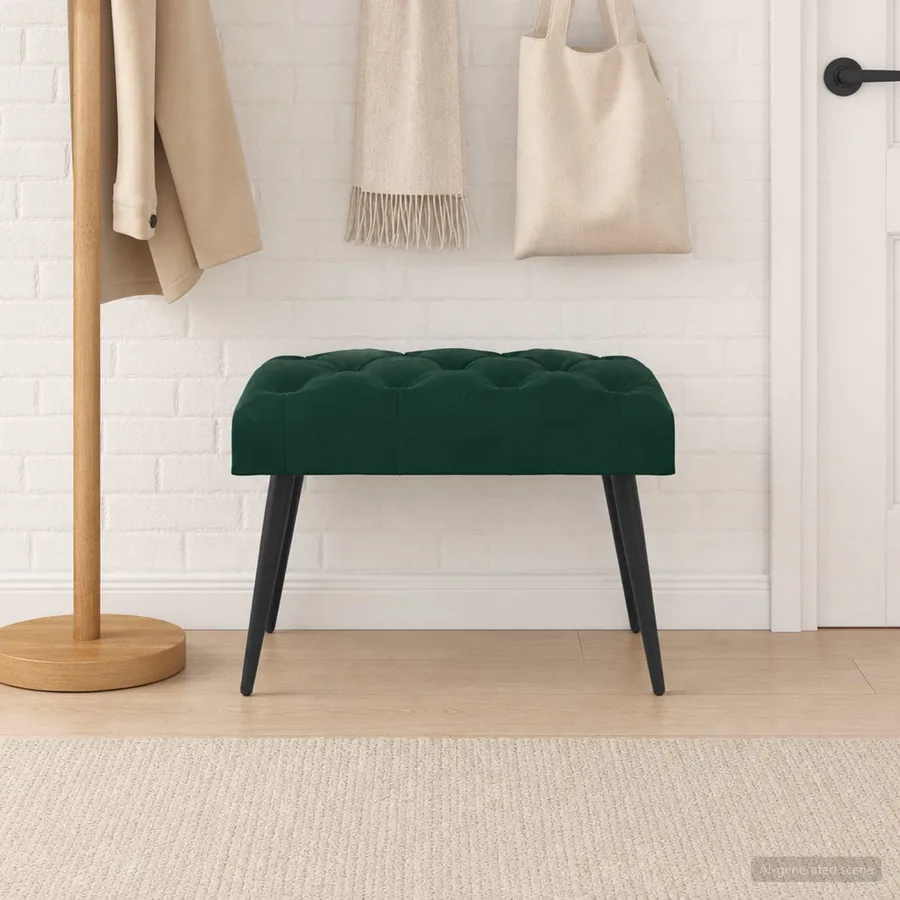 Banc avec capitonnage bouton Vert foncé 60 x 40 x 45 cm Velours