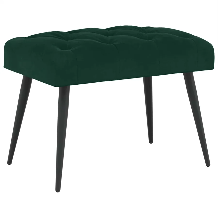 Banc avec capitonnage bouton Vert foncé 60 x 40 x 45 cm Velours - 2