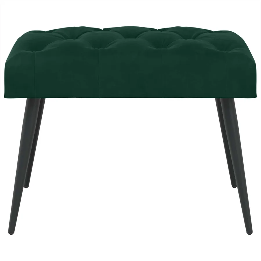 Banc avec capitonnage bouton Vert foncé 60 x 40 x 45 cm Velours - 5