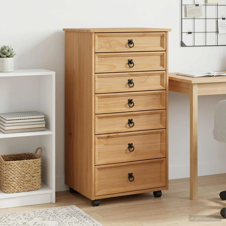 Cabinet Roulant avec Tiroirs CORONA Brun Miel