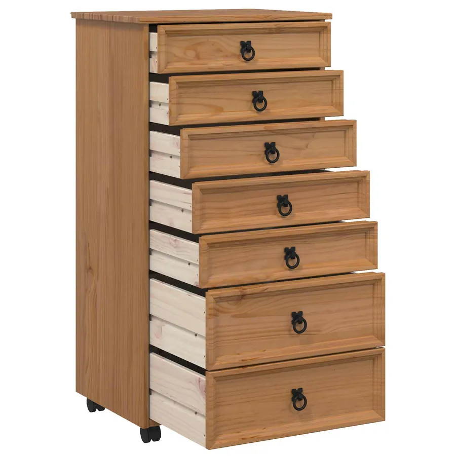Cabinet Roulant avec Tiroirs CORONA Brun Miel - 3