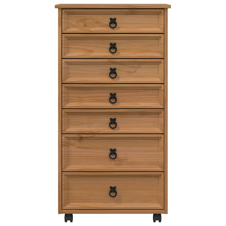 Cabinet Roulant avec Tiroirs CORONA Brun Miel - 4