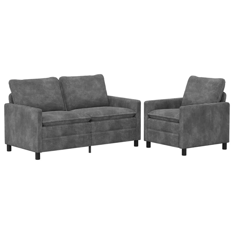 Ensemble de Canapés 2 pcs Gris clair Polyester - 2