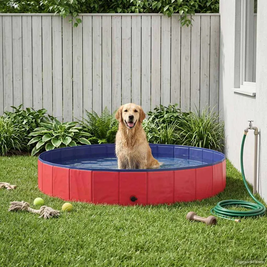 Piscine pour Chien Rouge Ø200 x 30 cm PVC épais