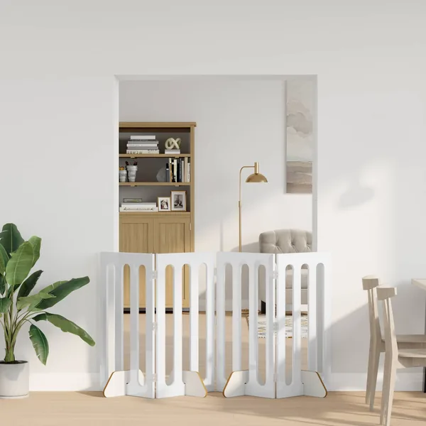 Clôture pliable pour animaux 4 pcs Blanc Brillant