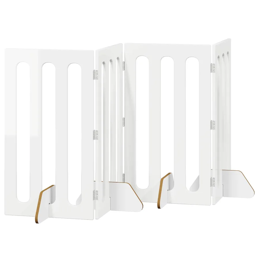 Clôture pliable pour animaux 4 pcs Blanc Brillant - 2