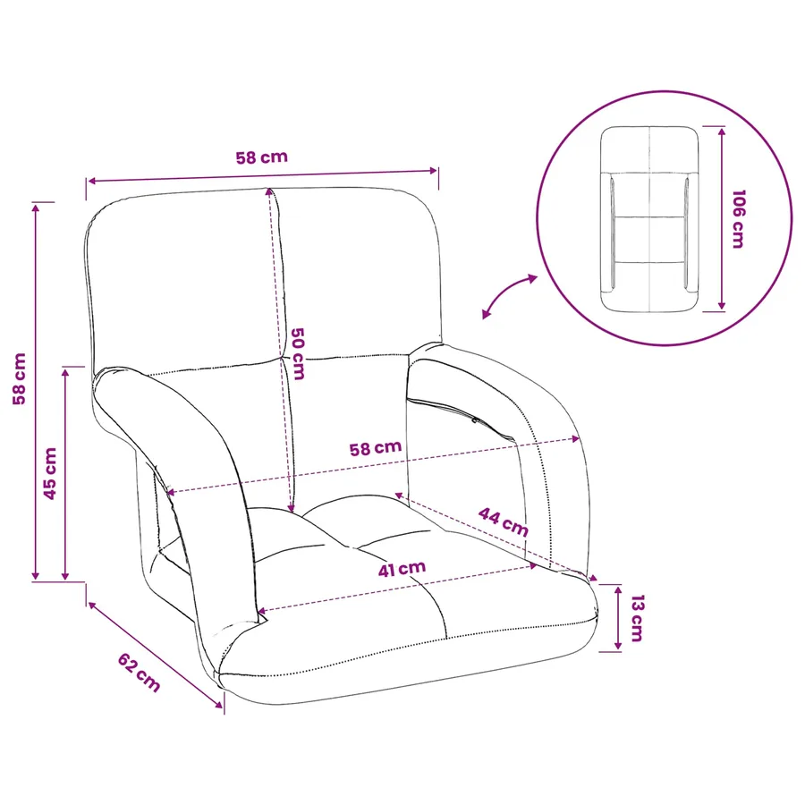 Fauteuil de sol ajustable Crème Velours - 11