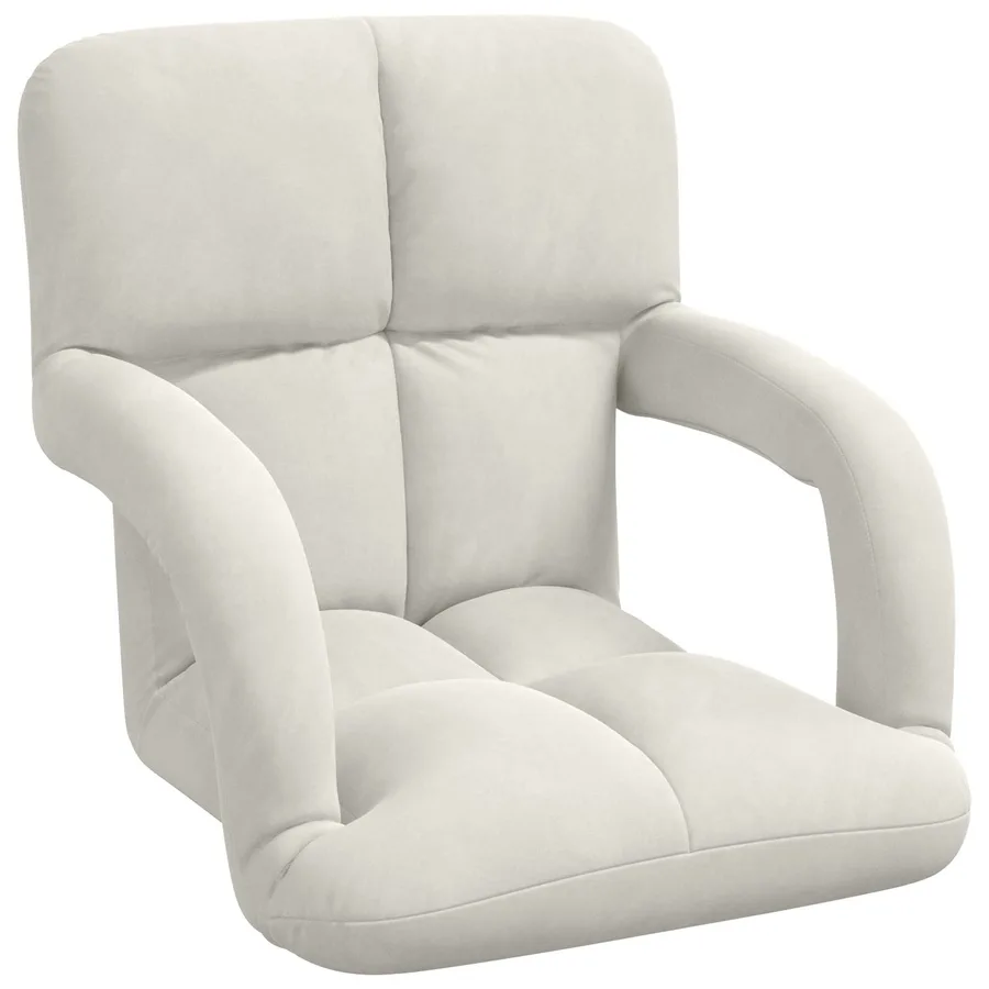 Fauteuil de sol ajustable Crème Velours - 2
