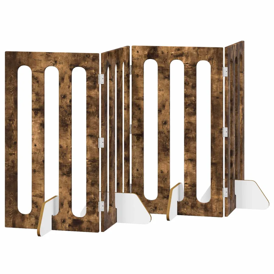 Clôture pliable pour animaux 4 pcs Chêne Fumé 201 x 38 x 90 cm - 2