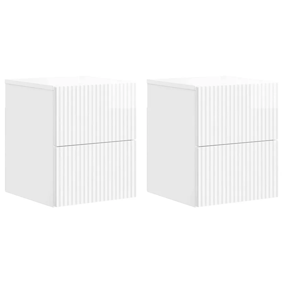 Cabinet de chevet mural 2 pcs Blanc brillant 33 x 34,5 x 40 cm - 2