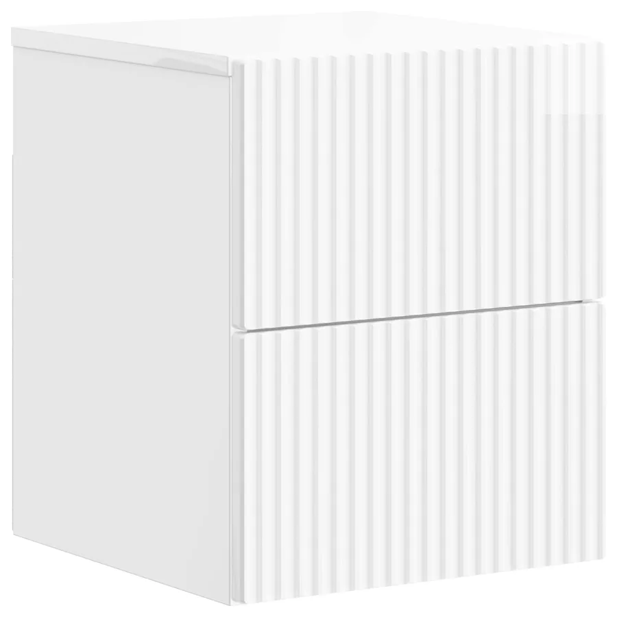 Cabinet de chevet mural 2 pcs Blanc brillant 33 x 34,5 x 40 cm - 5