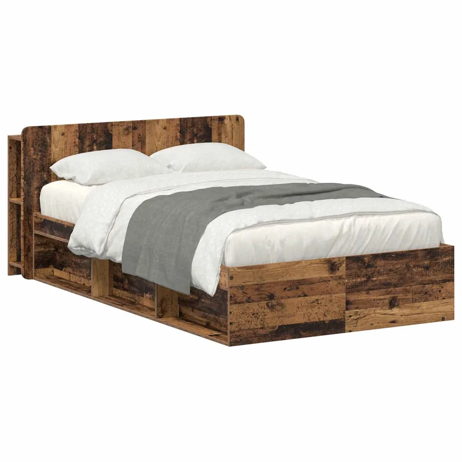 Cadre de lit avec rangement Bois ancien 120 x 190 cm - 2