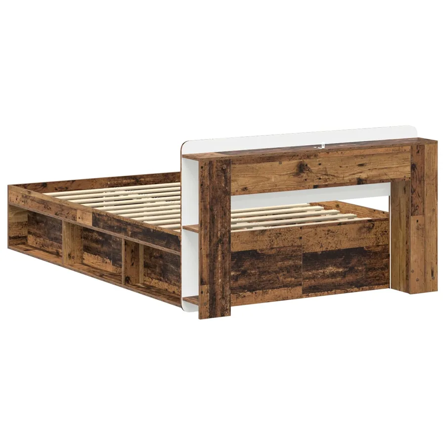 Cadre de lit avec rangement Bois ancien 120 x 190 cm - 5