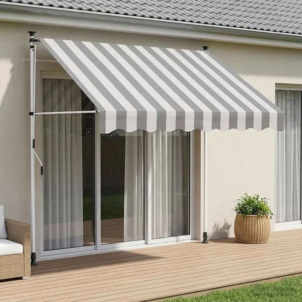 Auvent rétractable manuel Anthracite et blanc 400 cm