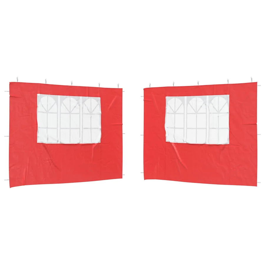 Mur de tente de fête 2 pcs 300 x 195 cm Rouge PE et acier - 2