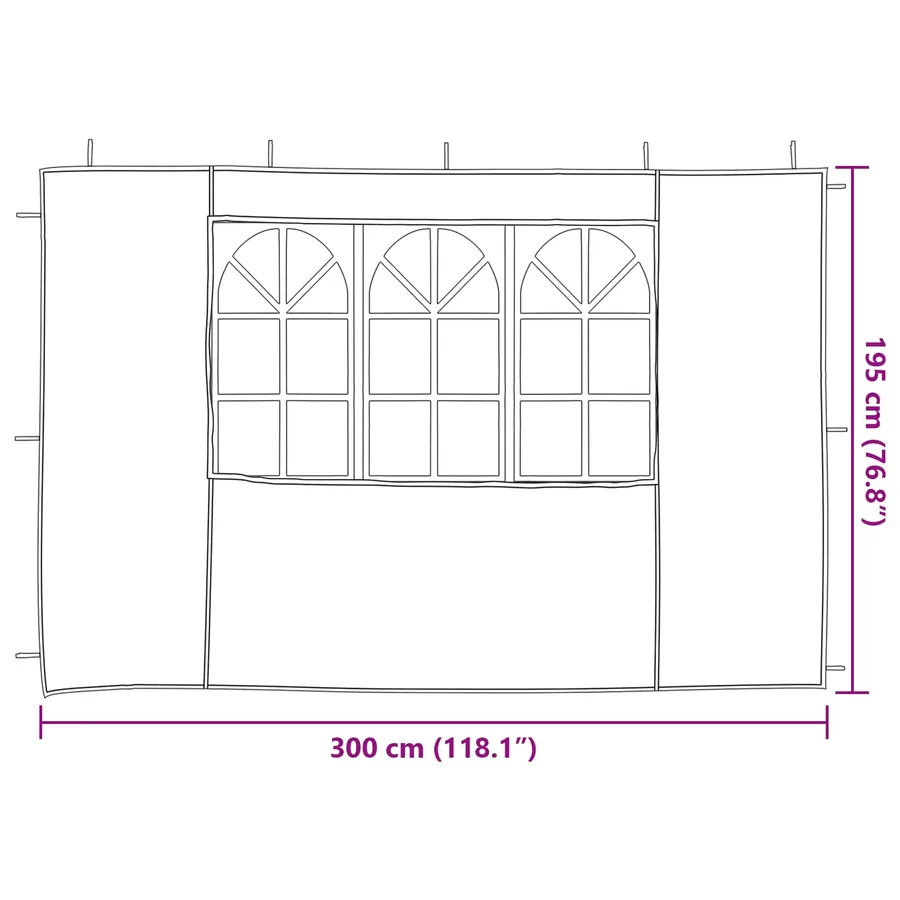 Mur de tente de fête 2 pcs 300 x 195 cm Rouge PE et acier - 6