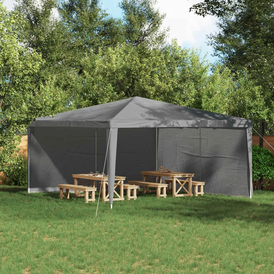 Mur de tente de fête 2 pcs Gris clair 400 x 195 cm PE et acier