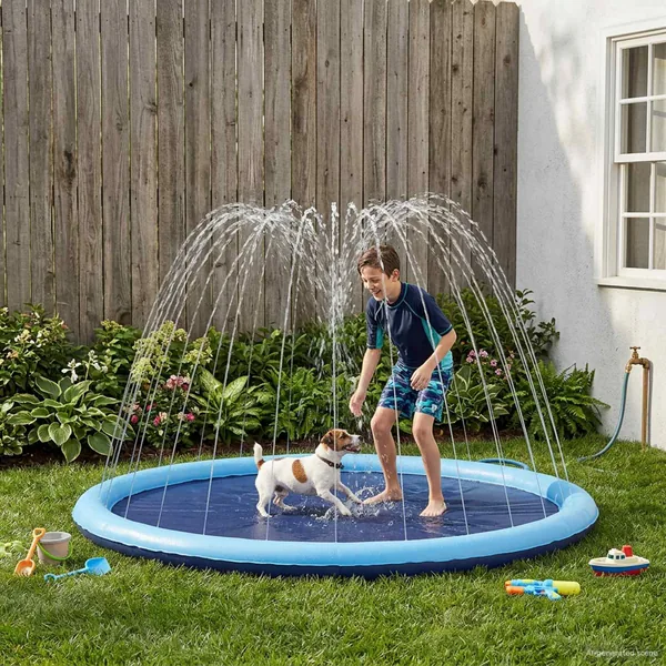 Tapis de Splash pour Enfants et Chiens Bleu Ø150 x 10 cm PVC