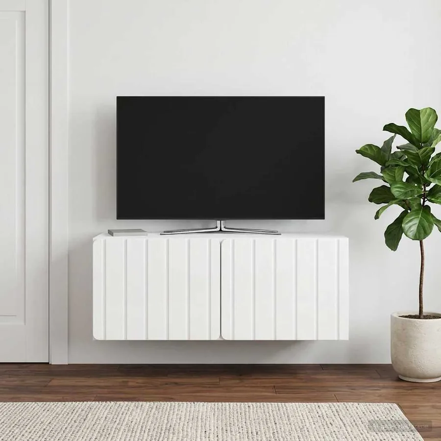 Meuble TV mural 78,5 x 31 x 30 cm Blanc brillant