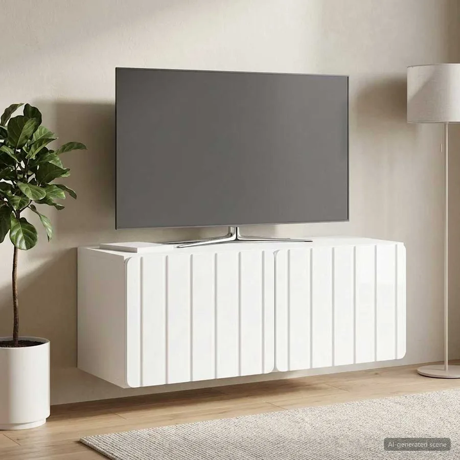 Meuble TV mural 78,5 x 31 x 30 cm Blanc brillant - 4