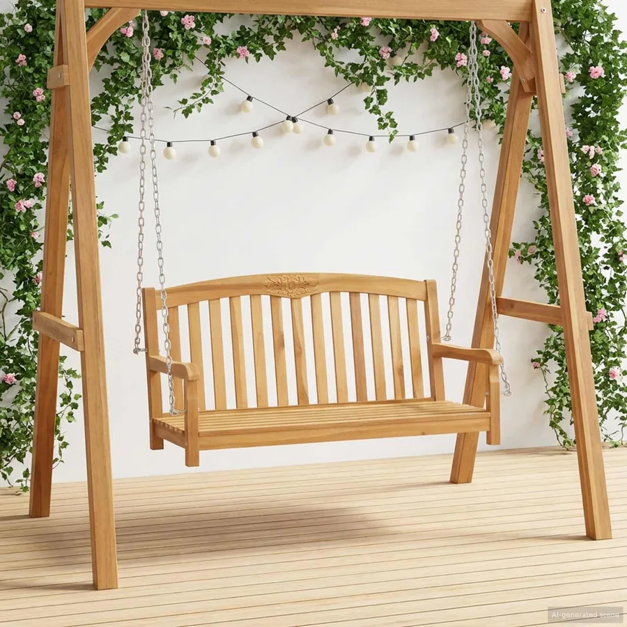 Banc Balançoire 114 x 61 x 61,5 cm Bois de teck massif Naturel